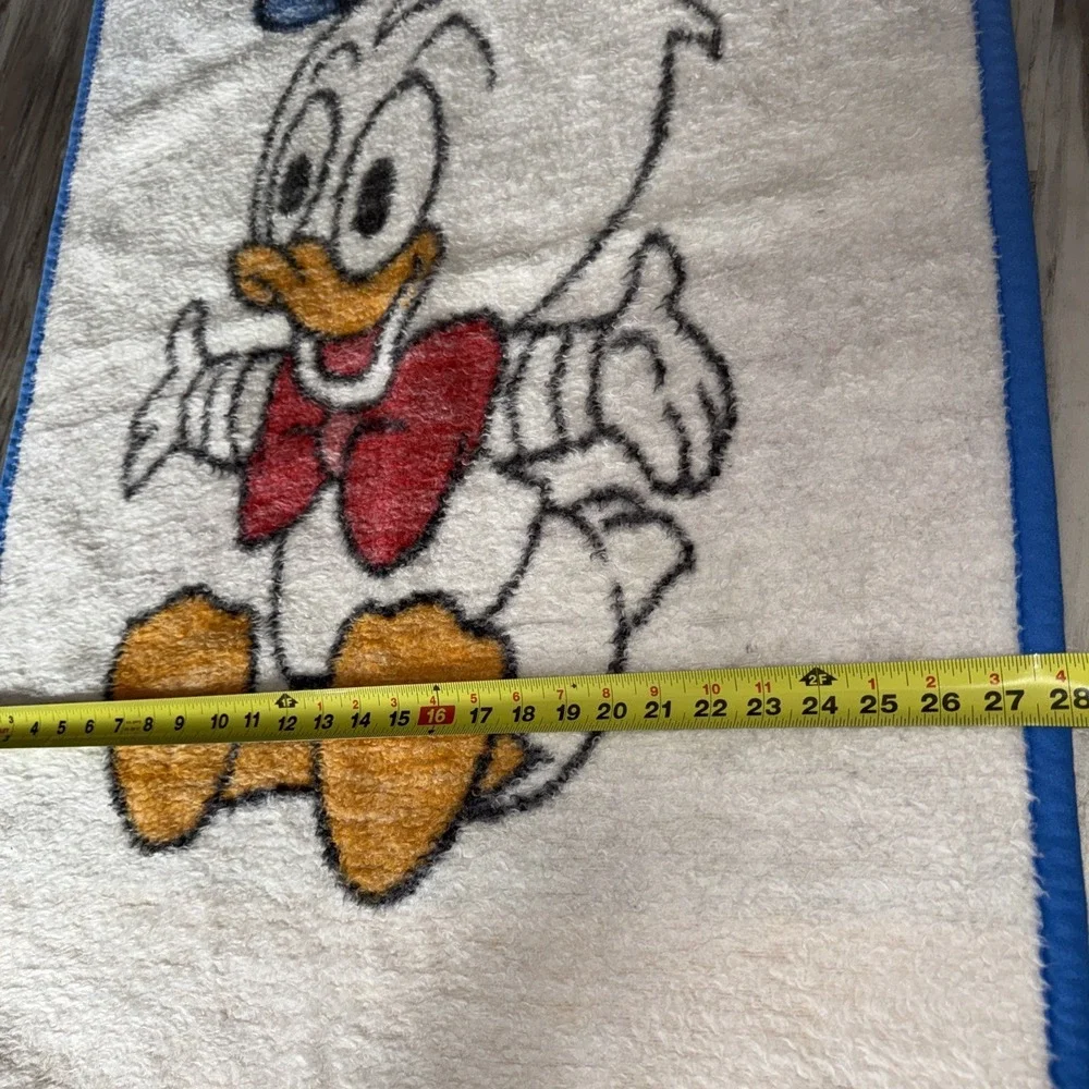 VTG BIEDERLACK Walt Disney Co. Baby Donald Duck Fuzzy Blanket 42X28 Blue Trim
